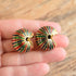 Large Striped Gold Toned Earrings